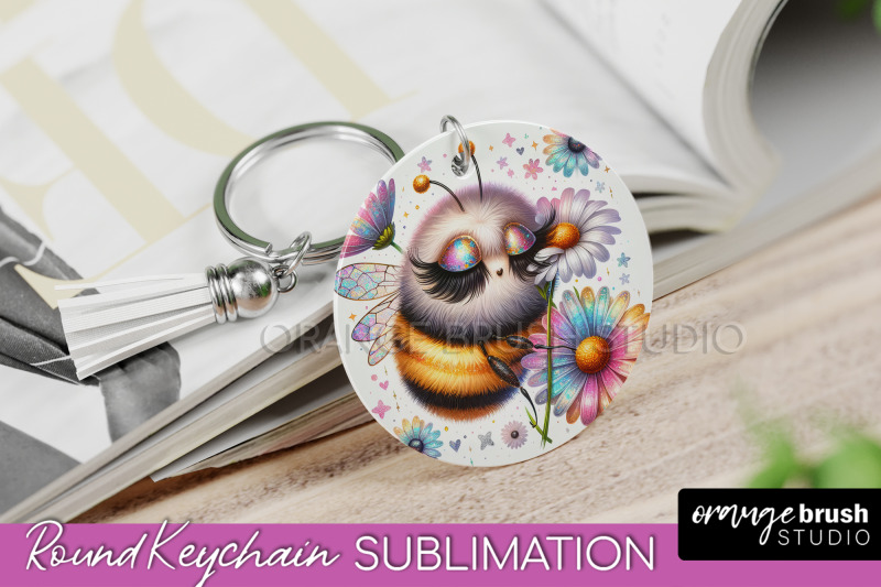 bee-keychain-summer-keychain-sublimation-cute-bee