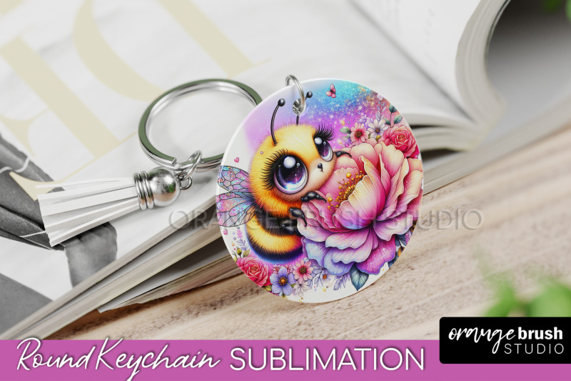 bee-keychain-summer-keychain-sublimation-cute-bee