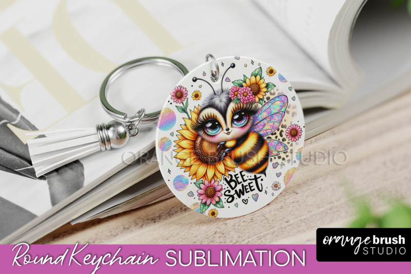 bee-keychain-summer-keychain-sublimation-cute-bee