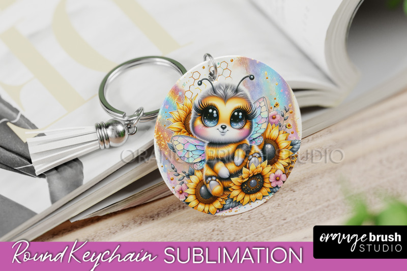 bee-keychain-summer-keychain-sublimation-cute-bee