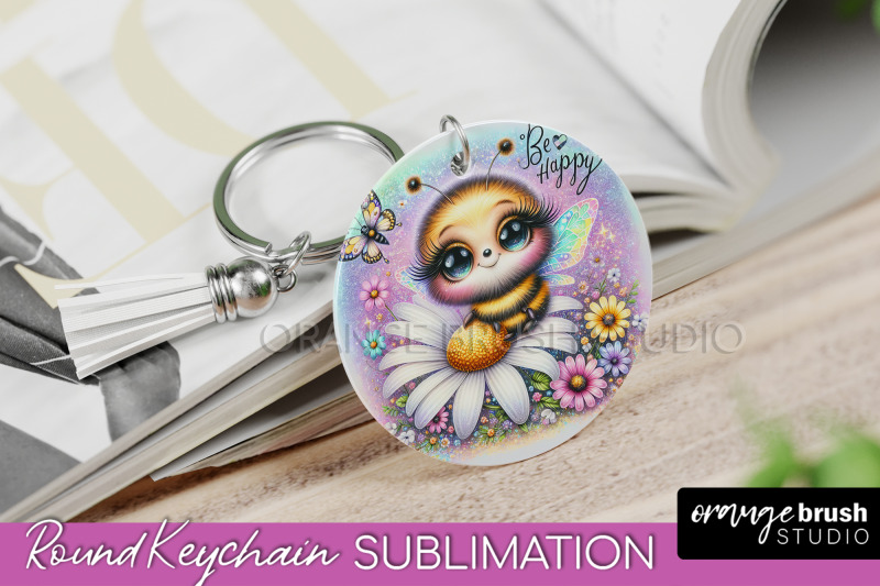 bee-keychain-summer-keychain-sublimation-cute-bee