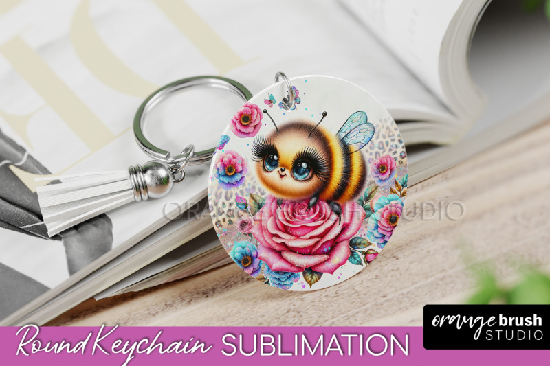 bee-keychain-summer-keychain-sublimation-cute-bee