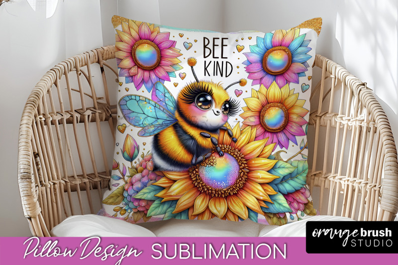 bee-pillow-cover-summer-pillow-sublimation-bee-quote