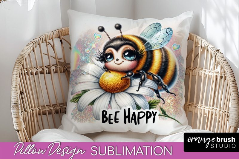 bee-pillow-cover-summer-pillow-sublimation-bee-quote