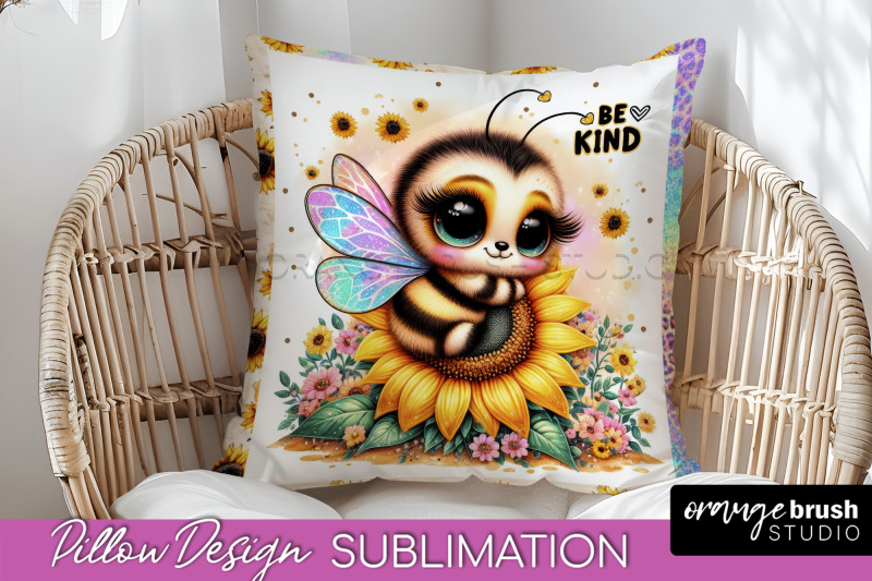 bee-pillow-cover-summer-pillow-sublimation-bee-quote