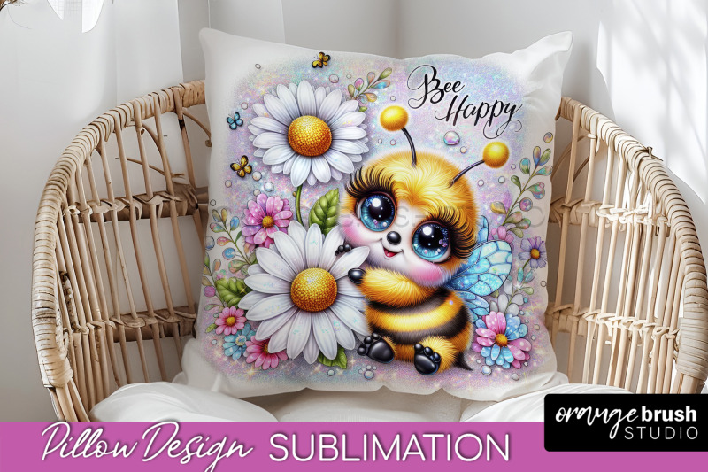 bee-pillow-cover-summer-pillow-sublimation-bee-quote