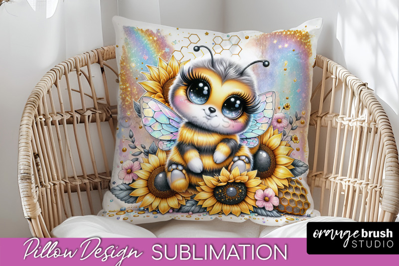 bee-pillow-cover-summer-pillow-sublimation-bee-quote