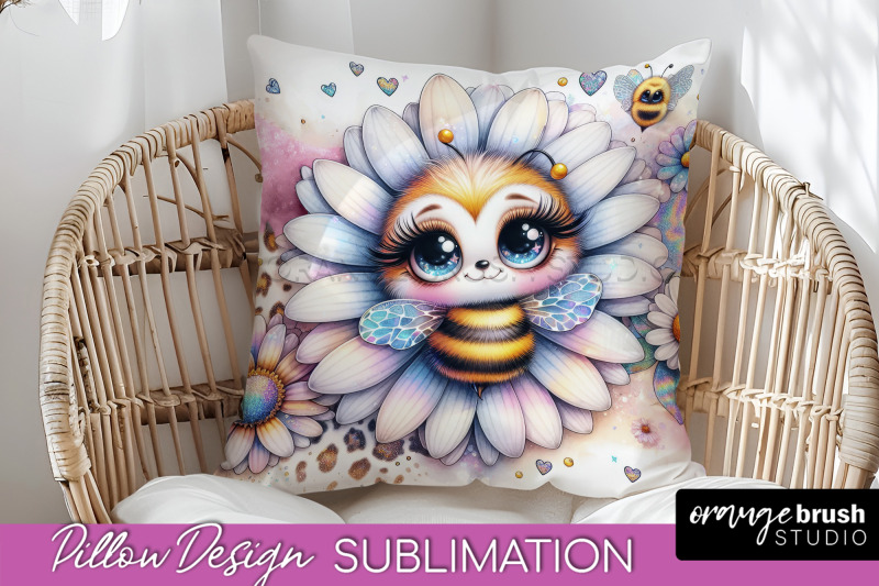 bee-pillow-cover-summer-pillow-sublimation-bee-quote