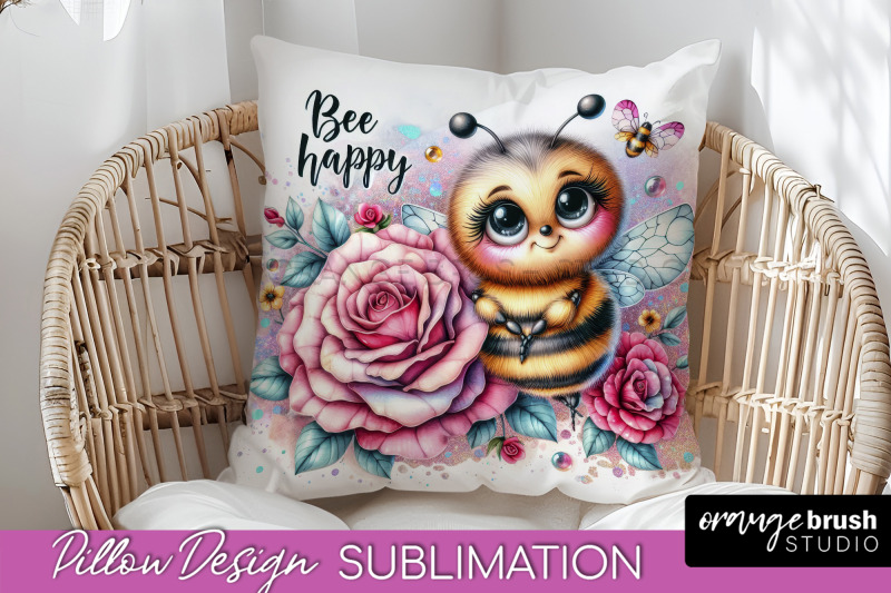 bee-pillow-cover-summer-pillow-sublimation-bee-quote