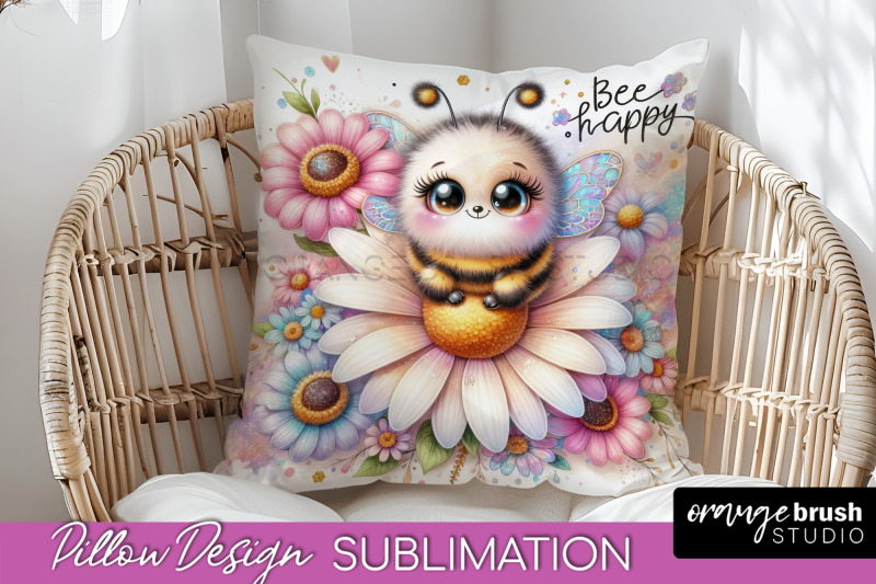 bee-pillow-cover-summer-pillow-sublimation-bee-quote