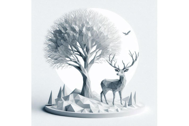 3d-deer-standing-under-a-deciduous