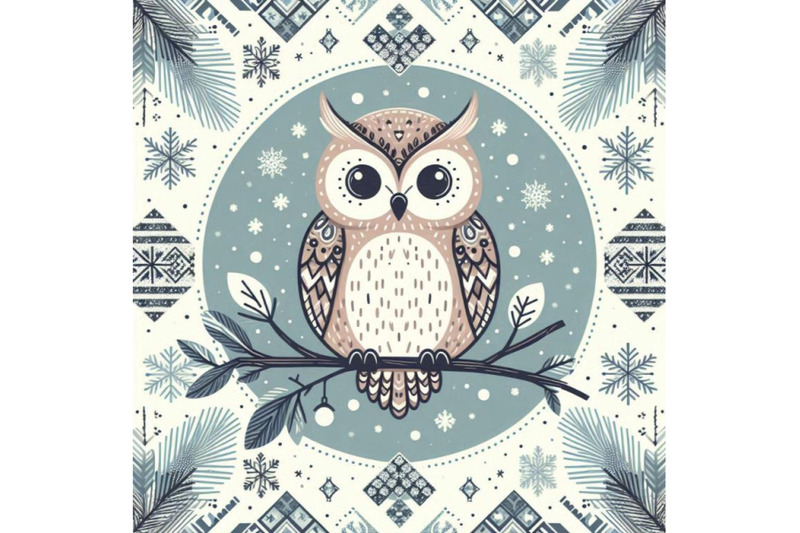 cute-owl-on-branch-in-winter-oval-fra