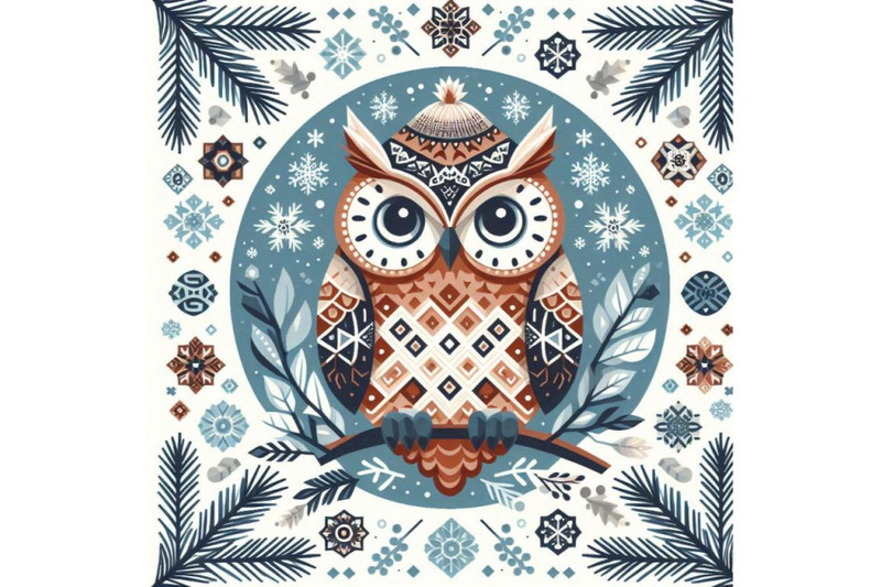 cute-owl-on-branch-in-winter-oval-fra