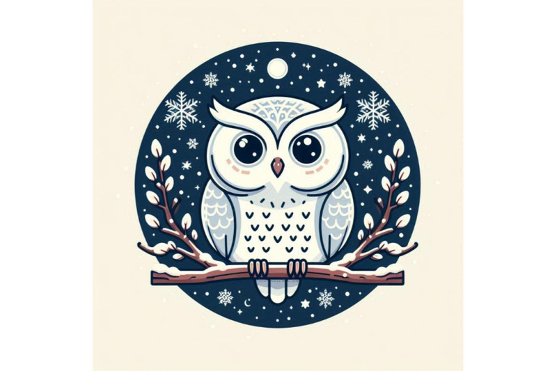 cute-owl-on-branch-in-winter-oval-fra