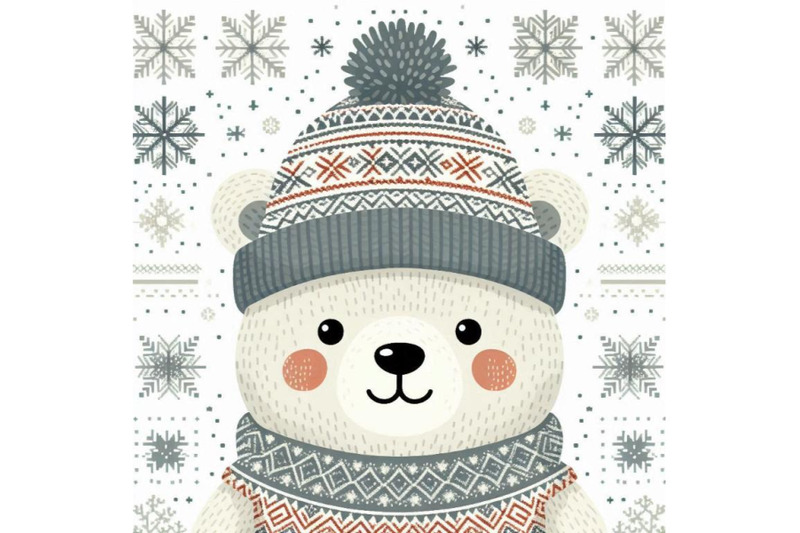 cute-polar-bear-in-a-knitted-hat-with