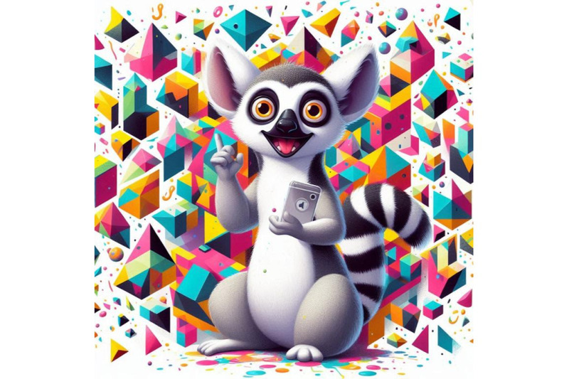 funny-lemur-splash-textured-backgr