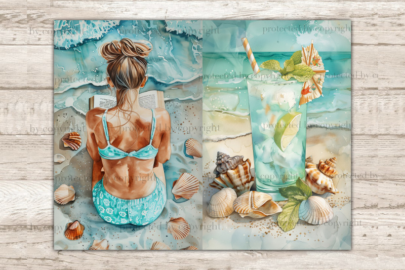 beach-junk-journal-page-summer-printable-paper