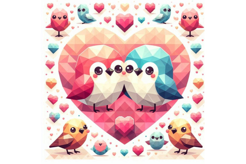 a-2d-two-cute-bird-lovers-on-pink-he