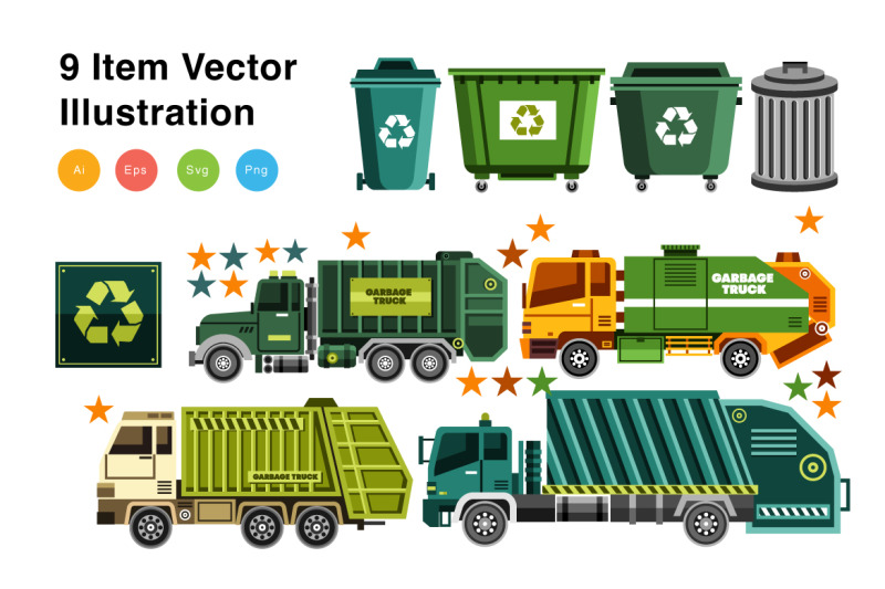 garbage-truck-elements-vector-illustration