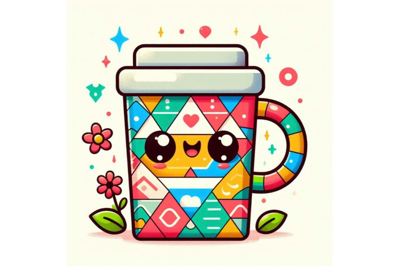 cartoon-character-cup-with-flower