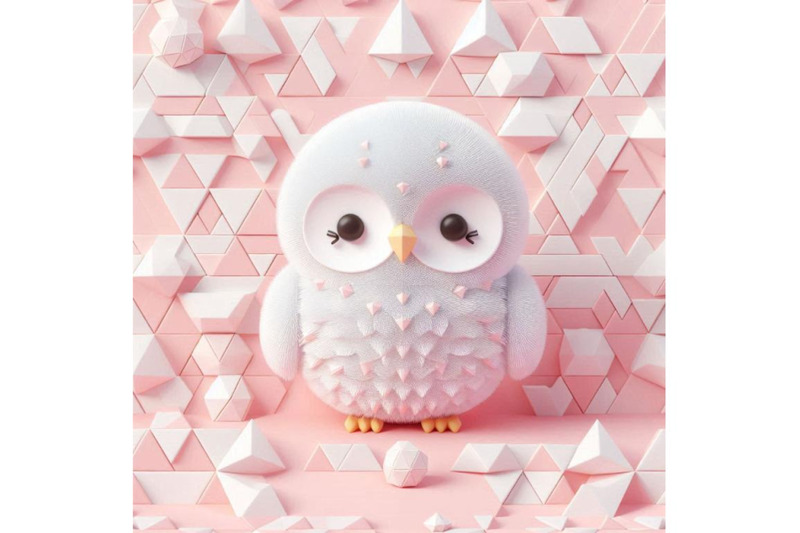 cute-fluffy-white-owl-pink-background-3d