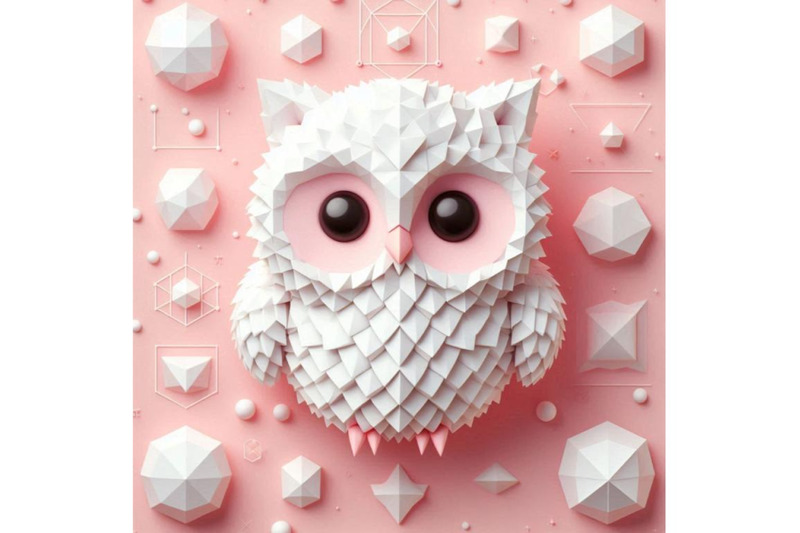 cute-fluffy-white-owl-pink-background-3d