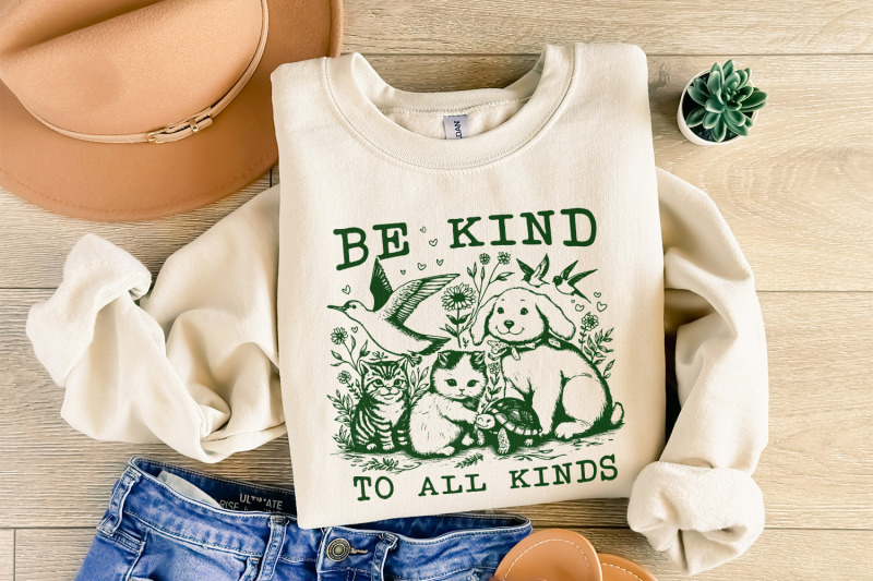 be-kind-to-all-kinds-vintage-line-art-animals-png-retro-be-kind-png-mental-health-awareness-png-sublimation-instant-download