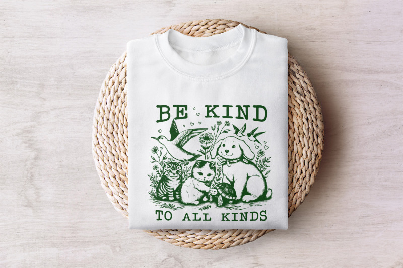 be-kind-to-all-kinds-vintage-line-art-animals-png-retro-be-kind-png-mental-health-awareness-png-sublimation-instant-download