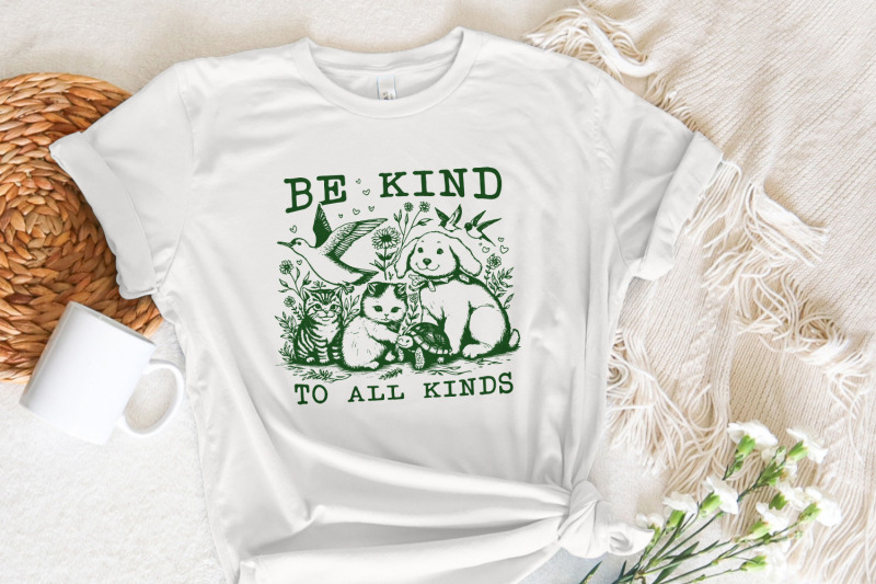 be-kind-to-all-kinds-vintage-line-art-animals-png-retro-be-kind-png-mental-health-awareness-png-sublimation-instant-download