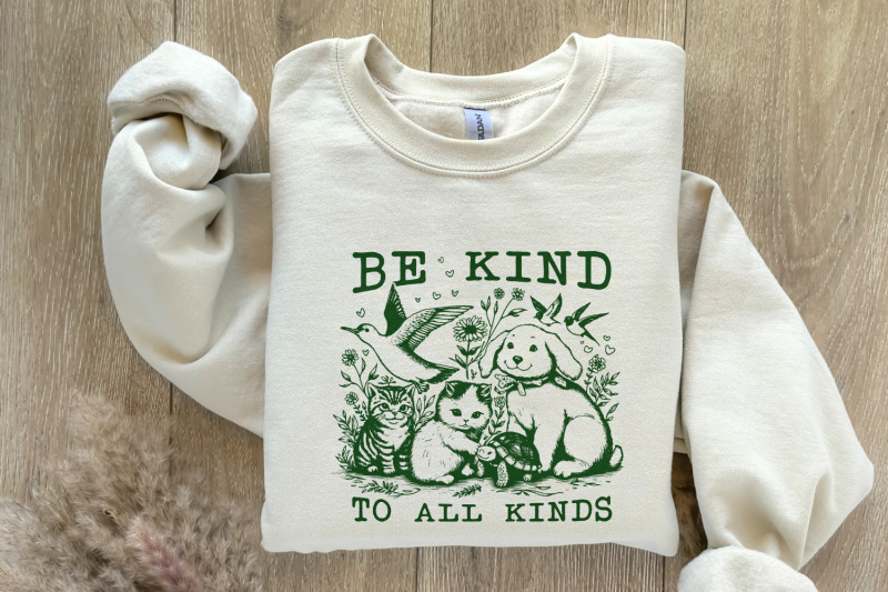 be-kind-to-all-kinds-vintage-line-art-animals-png-retro-be-kind-png-mental-health-awareness-png-sublimation-instant-download