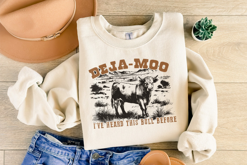 deja-moo-heard-this-bull-before-png-western-cow-vintage-style-cowgirl-cowboy-desert-western-shirt-design-png-for-sublimation-downloads