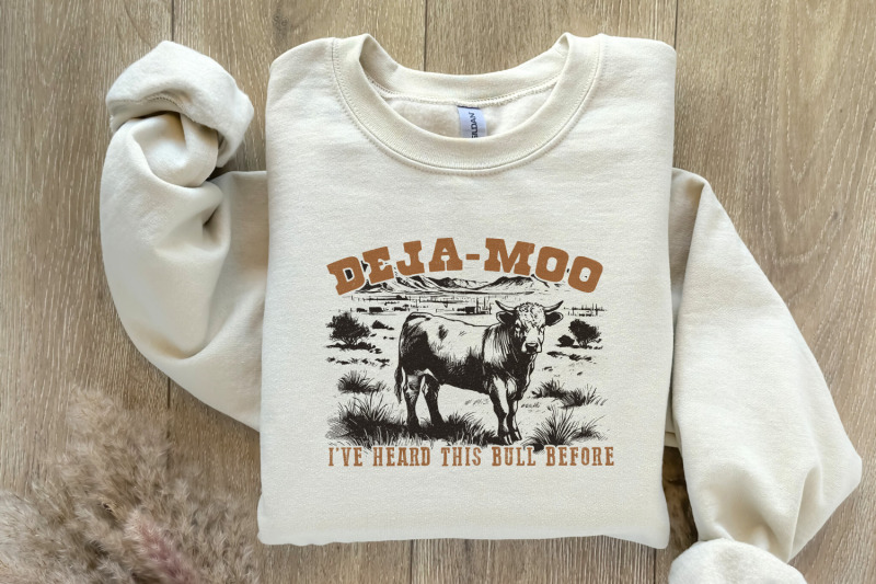 deja-moo-heard-this-bull-before-png-western-cow-vintage-style-cowgirl-cowboy-desert-western-shirt-design-png-for-sublimation-downloads