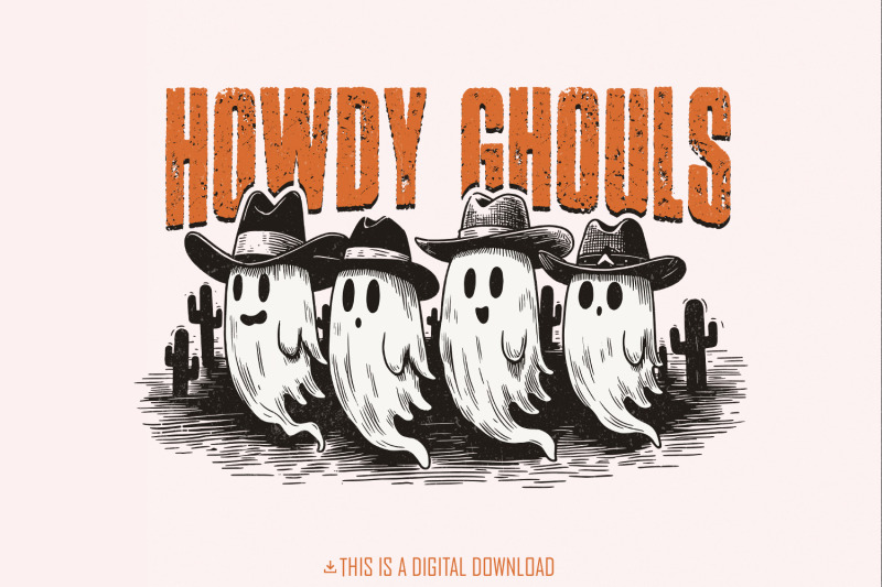 howdy-ghouls-png-funny-fall-western-ghost-sublimation-design-retro-spooky-season-halloween-tshirt-amp-kids-png-files-digital-download