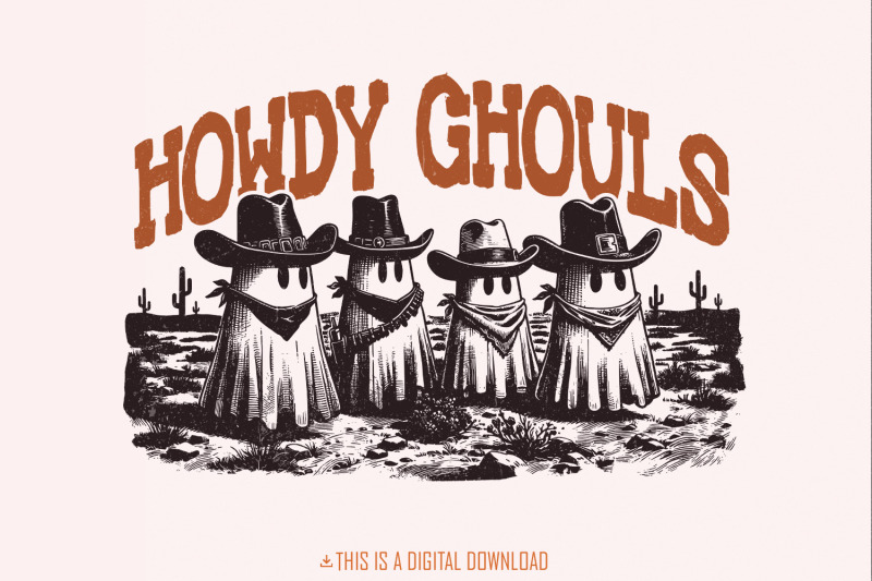 howdy-ghouls-png-funny-fall-western-ghost-sublimation-design-retro-spooky-season-halloween-tshirt-amp-kids-png-files-digital-download