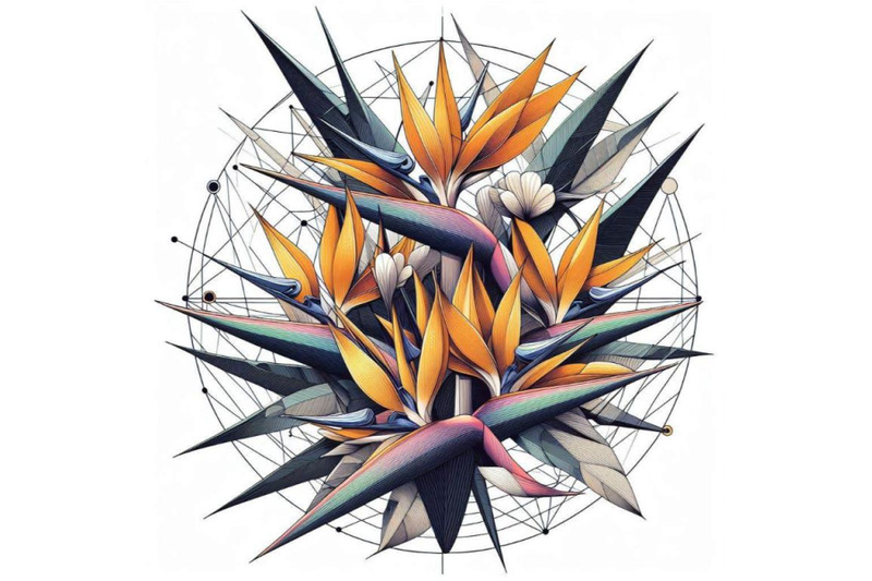 strelitzia-bouquet-hand-drawing