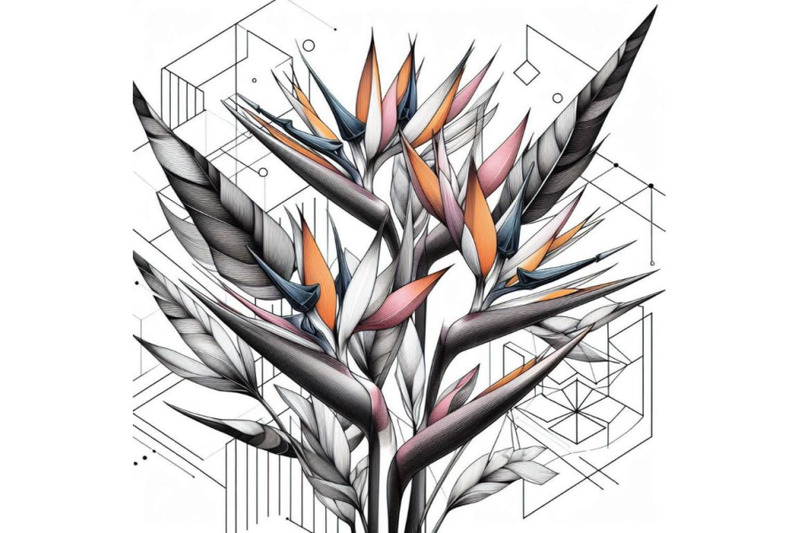 strelitzia-bouquet-hand-drawing