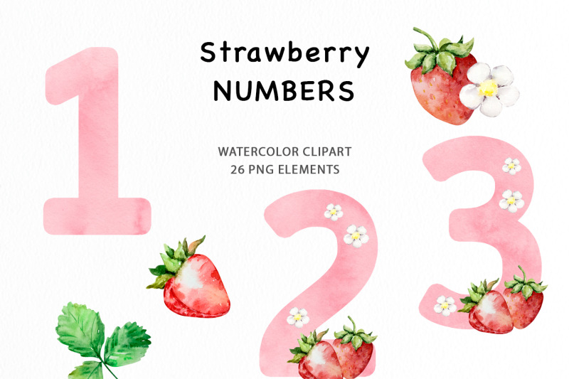 watercolor-strawberry-pink-numbers-clipart