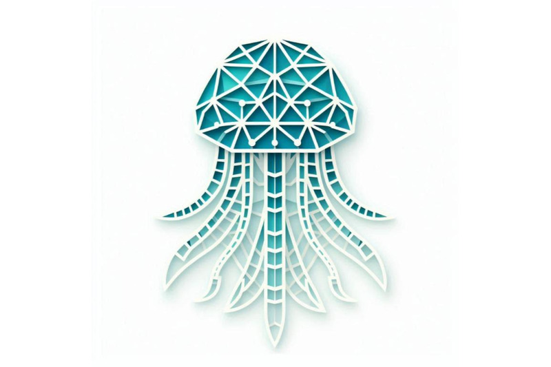 paper-cut-jellyfish-icon-isolated