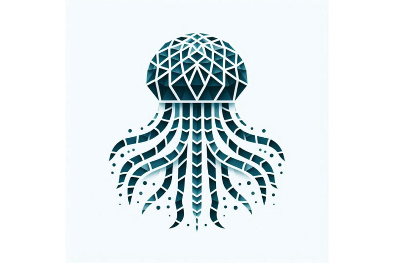 paper-cut-jellyfish-icon-isolated