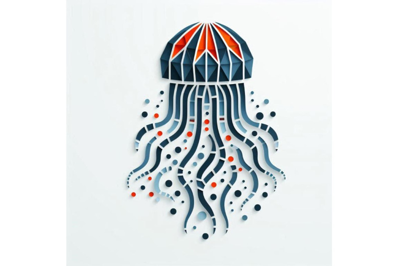 paper-cut-jellyfish-icon-isolated