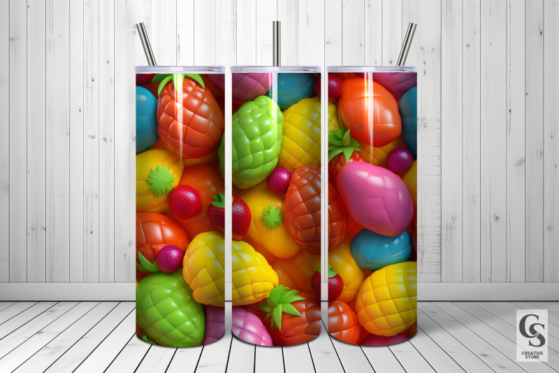 colorful-3d-puff-fruits-seamless-patterns