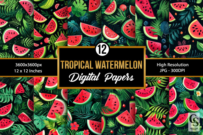 watercolor-tropical-watermelon-digital-papers