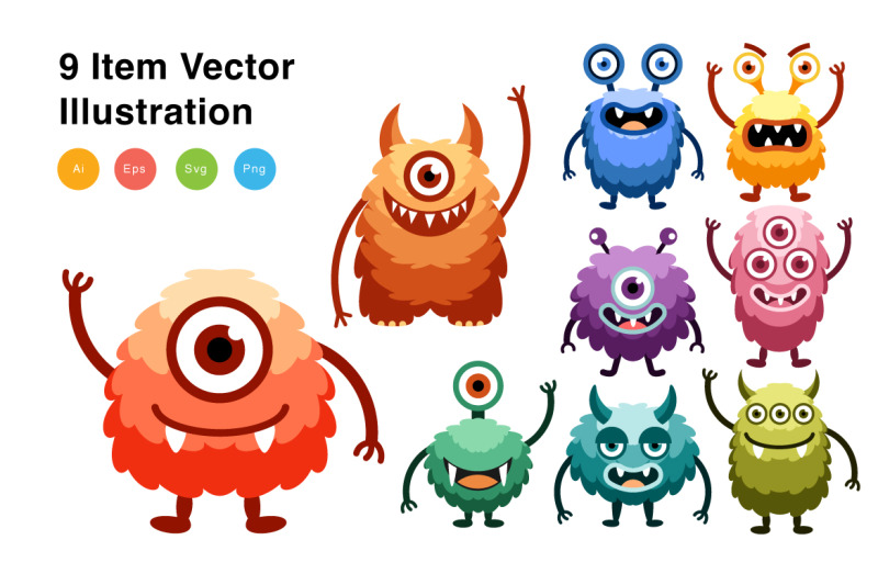 monster-cute-collection-vector-illustration