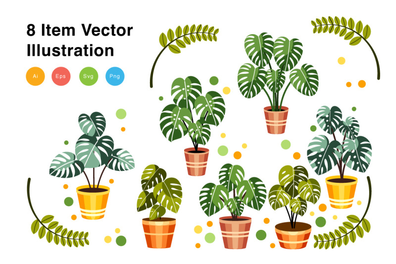 monstera-collection-vector-illustration