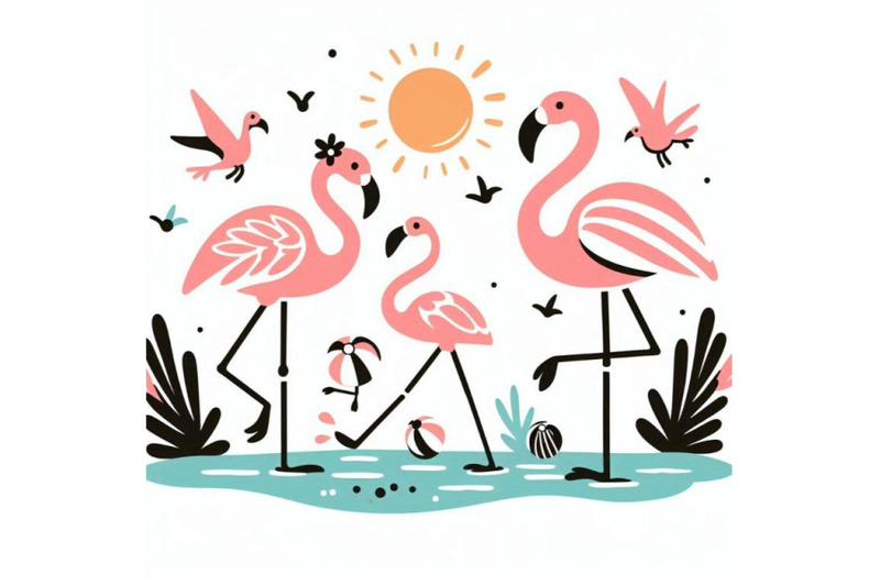 cartoon-flat-cute-flamingo-bird