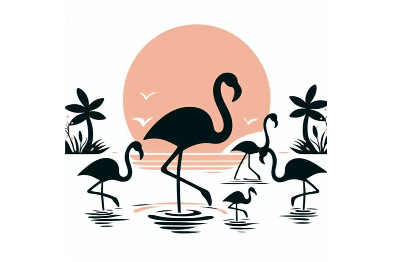 cartoon-flat-cute-flamingo-bird