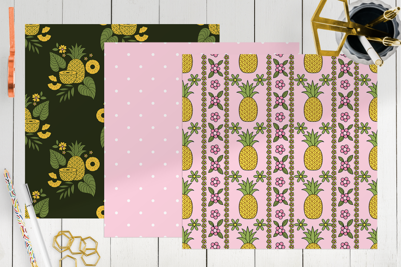 pineapple-colorful-digital-papers-fruit-pattern-bundle-summer-aesthe