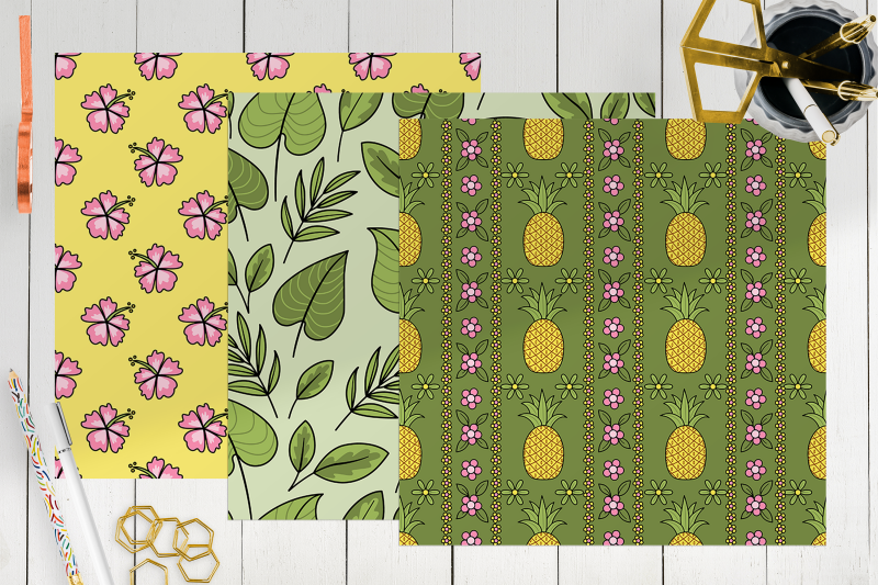 pineapple-colorful-digital-papers-fruit-pattern-bundle-summer-aesthe