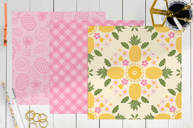 pineapple-colorful-digital-papers-fruit-pattern-bundle-summer-aesthe