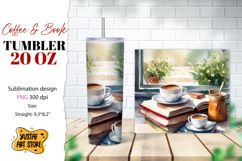 coffee-tumbler-wrap-coffee-and-book-sublimation-design